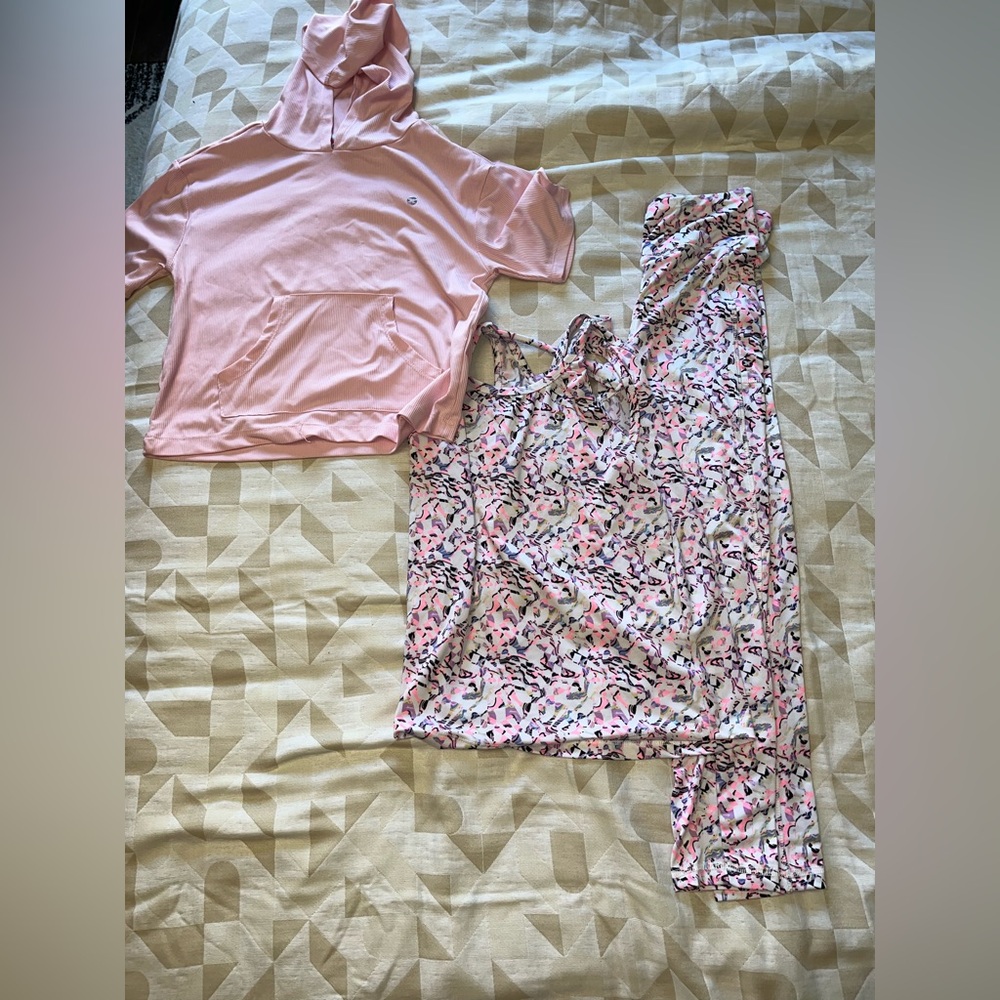 Pink Hoodie and Floral Pajama Set